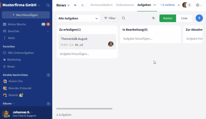 Unteraufgaben umwandeln
